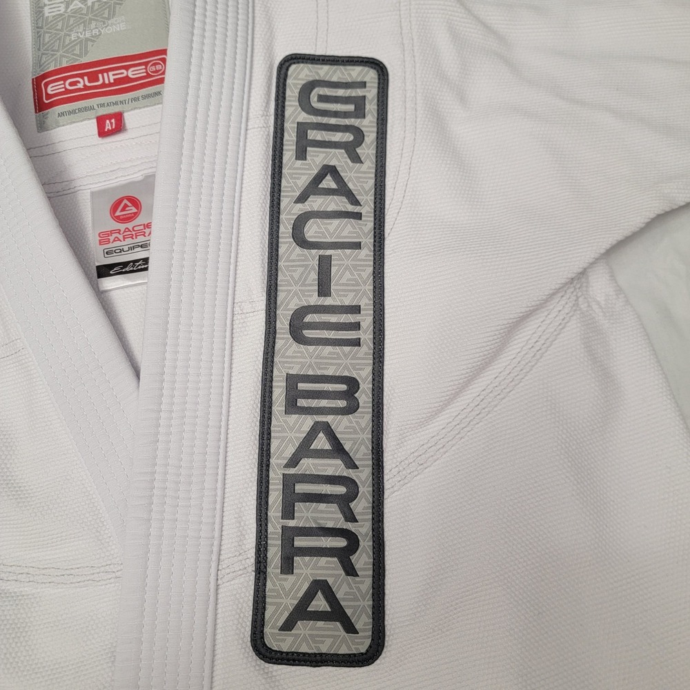 Gracie Barra Equipe GB1 BJJ Gi Top White Cotton Jiu Jitsu Kimono Jacket Size A1 - Picture 12 of 16